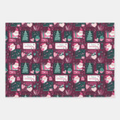 かわいいクリスマスサンタクロースのパターン ラッピングペーパーシート (正面2)