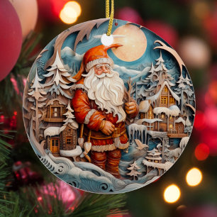 かわいいクリスマスサンタクロースパーソナライズされた セラミックオーナメント