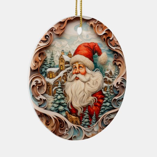 かわいいクリスマスサンタクロースパーソナライズされた セラミックオーナメント (右)