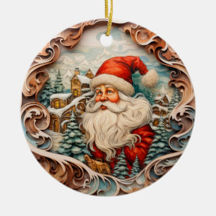 かわいいクリスマスサンタクロースパーソナライズされた セラミックオーナメント
