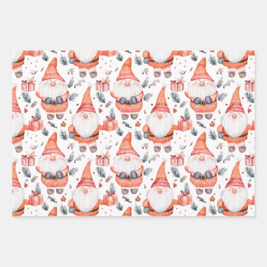 かわいいクリスマスサンタクロース ラッピングペーパーシート (正面3)