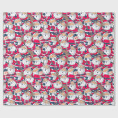 かわいいクリスマスサンタクロース ラッピングペーパー (フラット)