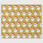 かわいいクリスマスサンタクロースonゴールデン ラッピングペーパー (フラット)