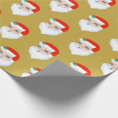 かわいいクリスマスサンタクロースonゴールデン ラッピングペーパー (角)