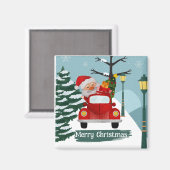 かわいいクリスマスサンタスクウェア磁石 マグネット (正面/裏面)