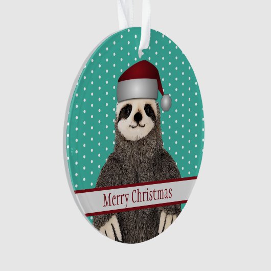 かわいいクリスマスサンタスロスのかわいい子どもの動物  オーナメント (正面)