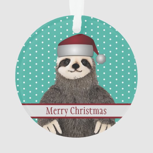 かわいいクリスマスサンタスロスのかわいい子どもの動物  オーナメント (裏面)