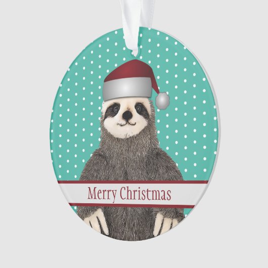 かわいいクリスマスサンタスロスのかわいい子どもの動物  オーナメント (正面)