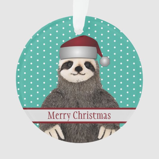 かわいいクリスマスサンタスロスのかわいい子どもの動物  オーナメント (正面)