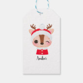 かわいいクリスマスサンタトナカイの頭 ギフトタグ (裏面)