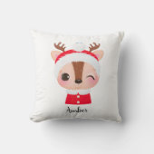 かわいいクリスマスサンタトナカイの頭 クッション (正面)