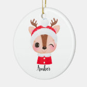 かわいいクリスマスサンタトナカイの頭 セラミックオーナメント (左)