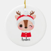 かわいいクリスマスサンタトナカイの頭 セラミックオーナメント (裏面)