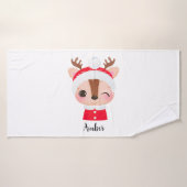 かわいいクリスマスサンタトナカイの頭 バスタオル (バスタオル)