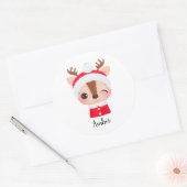 かわいいクリスマスサンタトナカイの頭 ラウンドシール (封筒)