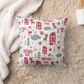 かわいいクリスマスサンタトナカイ冬の休日 クッション (ブランケット)