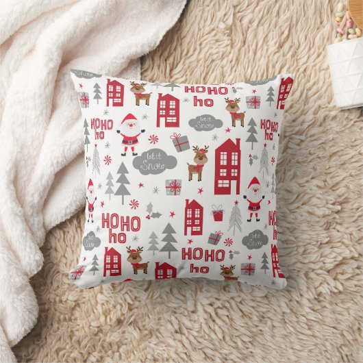 かわいいクリスマスサンタトナカイ冬の休日 クッション (ブランケット)
