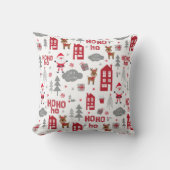 かわいいクリスマスサンタトナカイ冬の休日 クッション (正面)