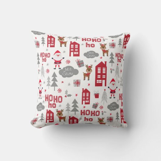 かわいいクリスマスサンタトナカイ冬の休日 クッション (正面)