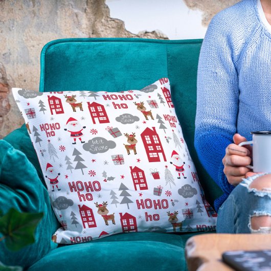 かわいいクリスマスサンタトナカイ冬の休日 クッション