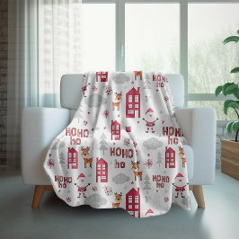 かわいいクリスマスサンタトナカイ冬の休日 シェルパブランケット