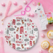 かわいいクリスマスサンタトナカイ冬の休日 ペーパープレート (パーティー)