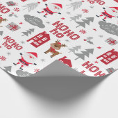 かわいいクリスマスサンタトナカイ冬の休日 ラッピングペーパー (角)