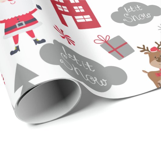 かわいいクリスマスサンタトナカイ冬の休日 ラッピングペーパー (ロールコーナー)