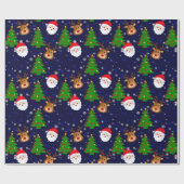 かわいいクリスマスサンタトナカイ冬の休日 ラッピングペーパー (フラット)