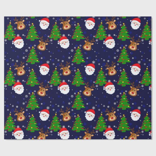 かわいいクリスマスサンタトナカイ冬の休日 ラッピングペーパー (フラット)