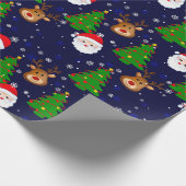 かわいいクリスマスサンタトナカイ冬の休日 ラッピングペーパー (角)