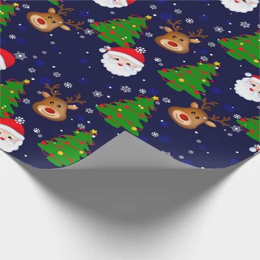 かわいいクリスマスサンタトナカイ冬の休日 ラッピングペーパー (角)