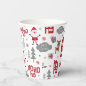 かわいいクリスマスサンタトナカイ冬の休日 紙コップ (正面)