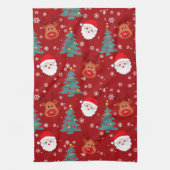 かわいいクリスマスサンタトナカイ キッチンタオル (縦)