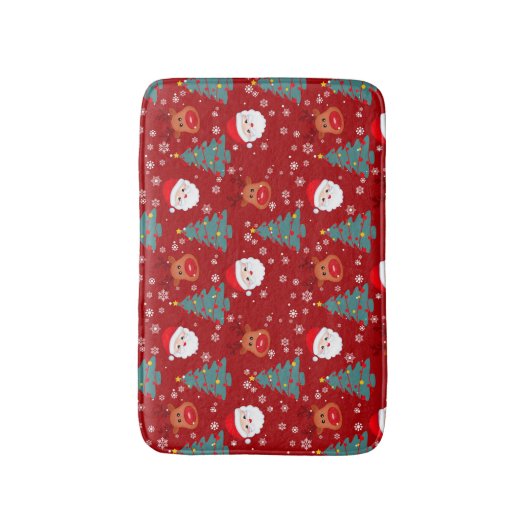 かわいいクリスマスサンタトナカイ |クリスマス休暇 バスマット (正面縦)