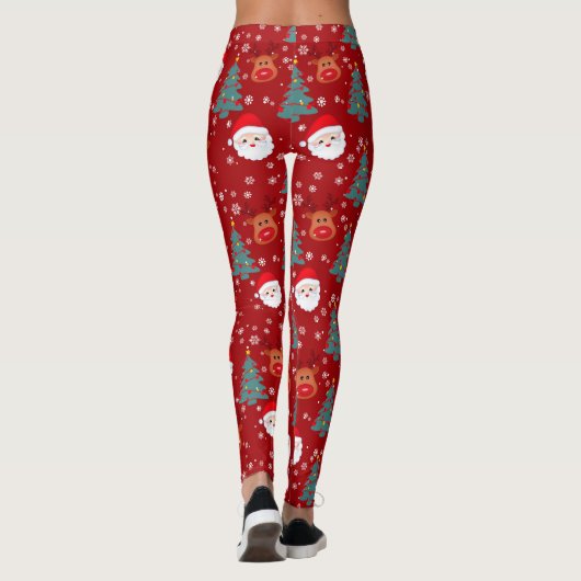 かわいいクリスマスサンタトナカイ |クリスマス休暇 レギンス (裏面)