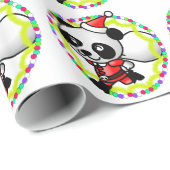 かわいいクリスマスサンタパンダとプレゼント ラッピングペーパー (ロールコーナー)