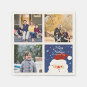 かわいいクリスマスサンタファミリーフォトコラージュホリデー スタンダードカクテルナプキン (正面)