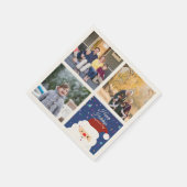 かわいいクリスマスサンタファミリーフォトコラージュホリデー スタンダードカクテルナプキン (角)