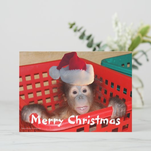 かわいいクリスマスサンタフォトカード 招待状 (スタンド正面)