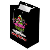 かわいいクリスマスサンタフラミンゴクリスマスプレゼント ミディアムペーパーバッグ (正面アングル)