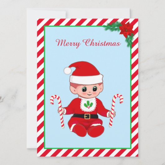 かわいいクリスマスサンタベイビーエルフとキャンディケイン (正面)
