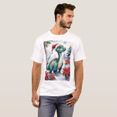 かわいいクリスマスサンタベイビーT-Rex Tシャツ (正面フル)
