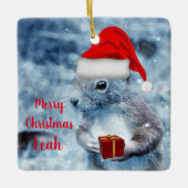 かわいいクリスマスサンタリス セラミックオーナメント (正面)