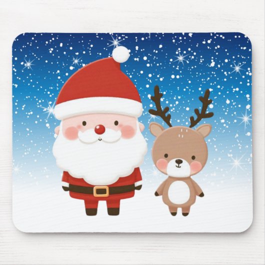 かわいいクリスマスサンタ&トナカイ マウスパッド (正面)