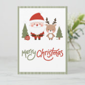かわいいクリスマスサンタ&トナカイ 招待状 (スタンド正面)