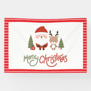 かわいいクリスマスサンタ&トナカイ 横断幕