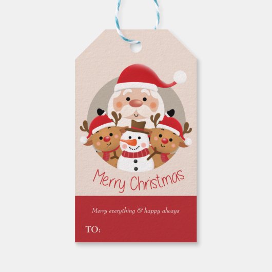 かわいいクリスマスサンタ&フレンズのギフトラベル ギフトタグ (裏面)