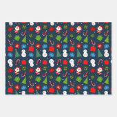 かわいいクリスマスサンタ&雪だるまセット3 ラッピングペーパーシート (正面3)