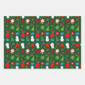 かわいいクリスマスサンタ&雪だるまセット3 ラッピングペーパーシート (正面2)